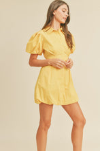 Yellow Bubble Hem Shirt Dress