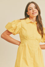 Yellow Bubble Hem Shirt Dress