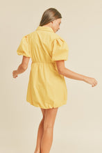 Yellow Bubble Hem Shirt Dress
