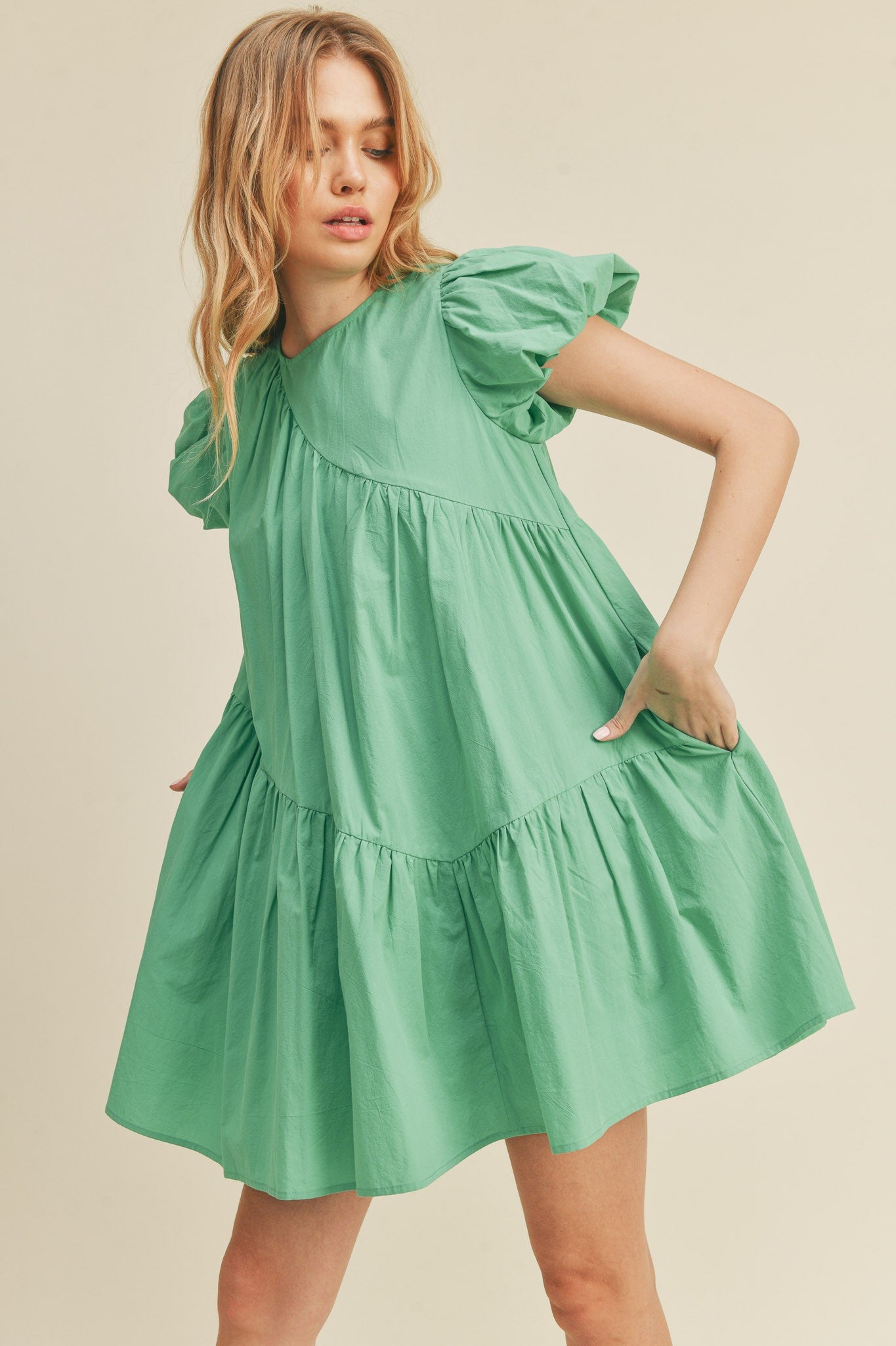 Emerald Asymmetric Babydoll Mini Dress Aquarius Brand Emerald Asymmetric Babydoll Mini Dress Aquarius Brand