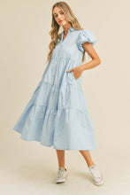 Sky Blue Button Down Midi Dress