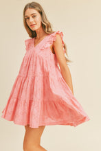 Coral Pink Eyelet Babydoll Mini Dress
