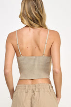Beige Metallic Texture Ribbed Knit Cropped Bralette