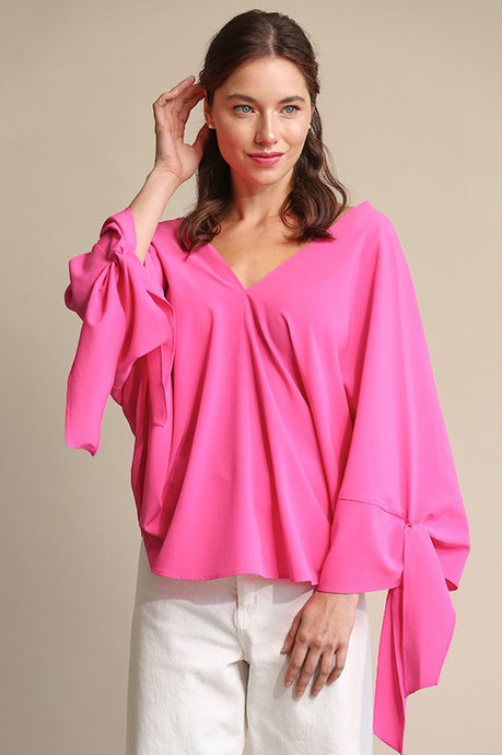 Fuchsia Batwing and Loose Fit Blouse