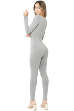 H Grey Snatched Scoop Neck Long Sleeve Jumpsuits