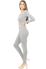 H Grey Snatched Scoop Neck Long Sleeve Jumpsuits