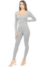 H Grey Snatched Scoop Neck Long Sleeve Jumpsuits