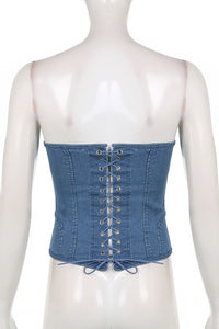 Denim New Jeans Denim Slim Corset Tube Top