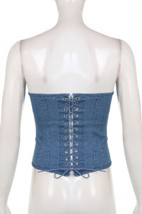 Denim New Jeans Denim Slim Corset Tube Top