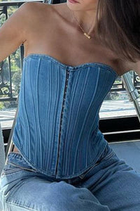 Denim New Jeans Denim Slim Corset Tube Top