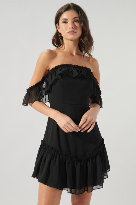 Black Emmy Off the Shoulder Mini Dress