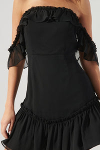 Black Emmy Off the Shoulder Mini Dress