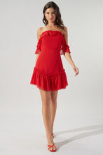 Cherry-Red Emmy Off the Shoulder Mini Dress