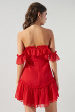 Cherry-Red Emmy Off the Shoulder Mini Dress