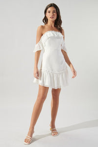 White Emmy Off the Shoulder Mini Dress
