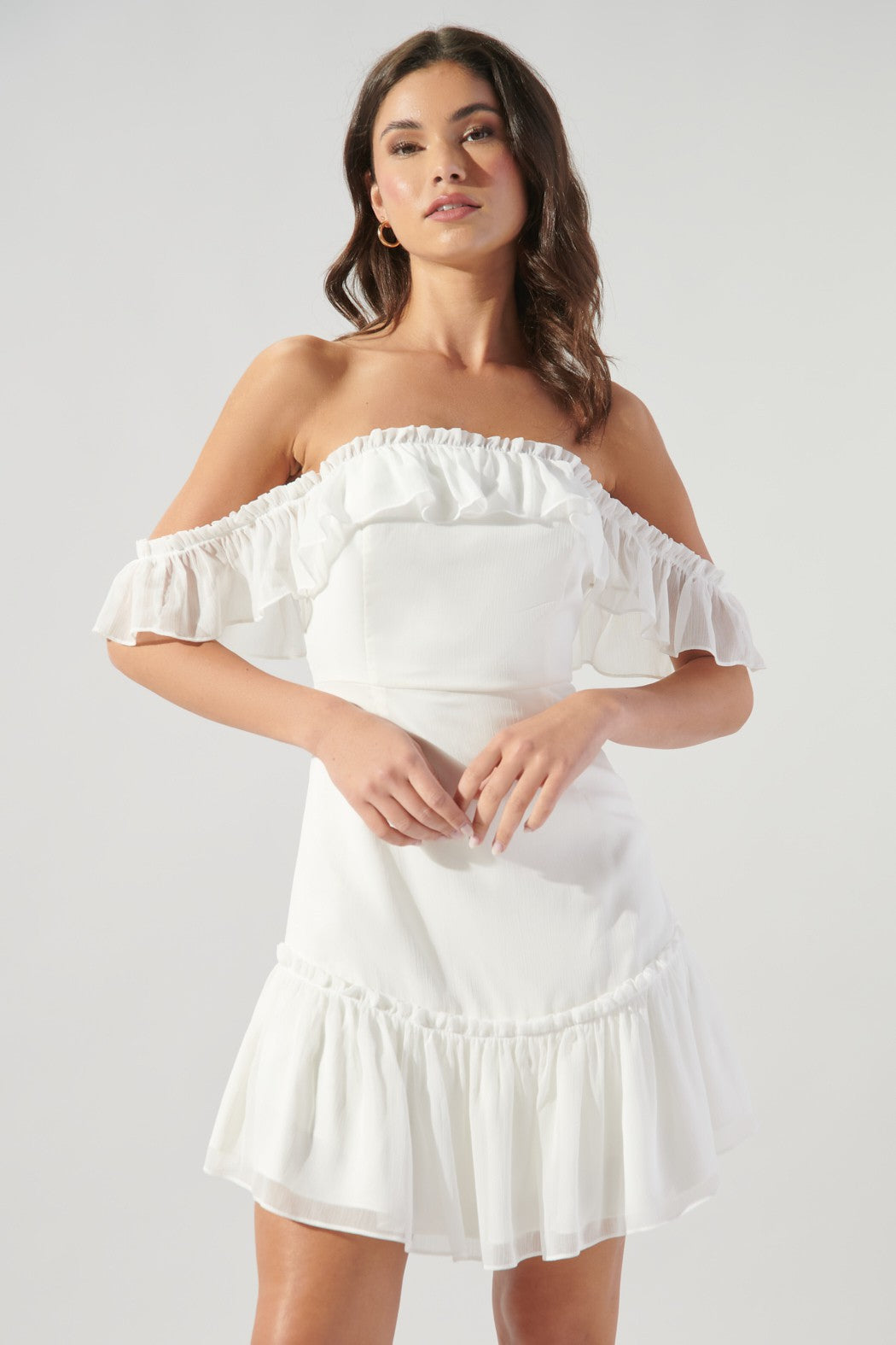 White Emmy Off the Shoulder Mini Dress