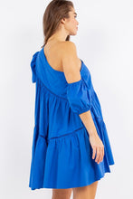 Royal Blue One Shoulder Flare Mini Dress