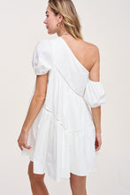 White One Shoulder Flare Mini Dress