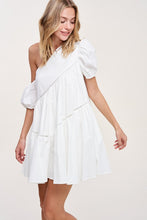 White One Shoulder Flare Mini Dress