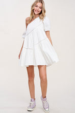 White One Shoulder Flare Mini Dress