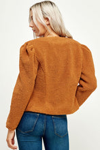 Camel Puff Sleeve Teddy Jacket