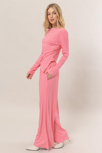 Pink Set-Off-Shoulder Top And Pants Set