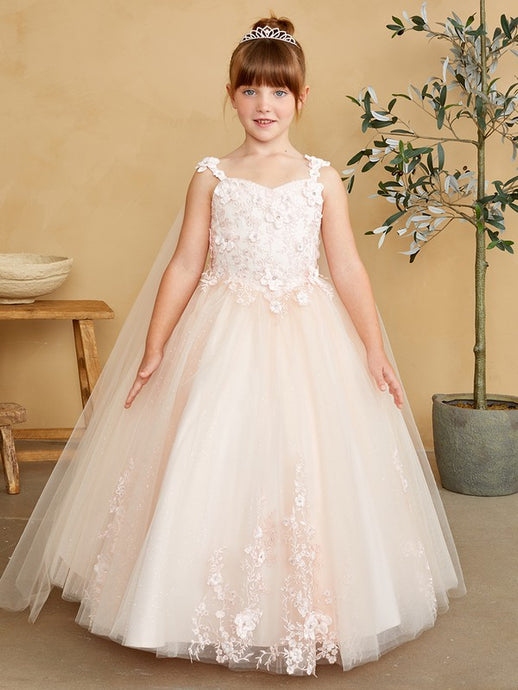 Blush Gorgeous 3d Floral Bodice With Glitter Tulle