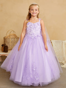 Lilac Gorgeous 3d Floral Bodice With Glitter Tulle