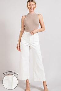 Off White Soft Washed Wide Leg Pants