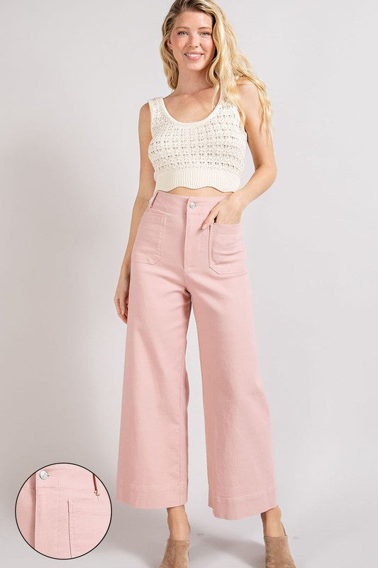 Dusty Pink Soft Washed Wide Leg Pants