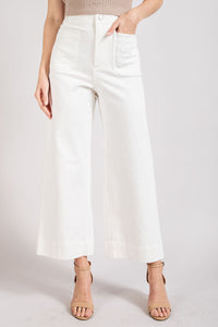 Off White Soft Washed Wide Leg Pants