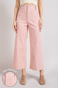 Dusty Pink Soft Washed Wide Leg Pants