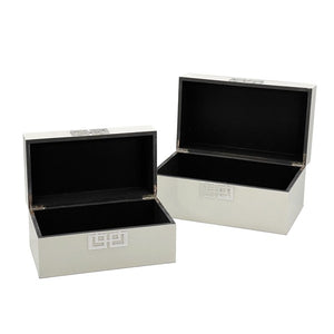 White W/Gold Clasp Jewelry Storage Box - Set of 2