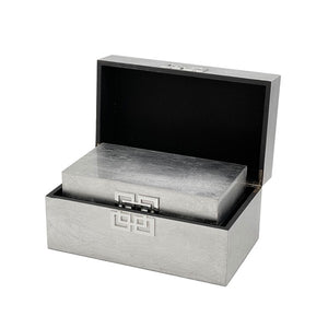 White W/Silver Clasp Clasp Jewelry Storage Box - Set of 2