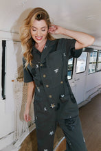 Charcoal Skull Print Twill Jumpsuit