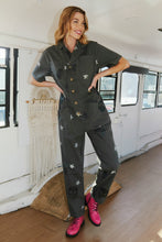 Charcoal Skull Print Twill Jumpsuit