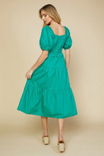 Jade Green Bodice Smocked Midi Dress