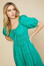 Jade Green Bodice Smocked Midi Dress