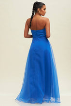 Royal Blue Organzza V Neckline Maxi Dress