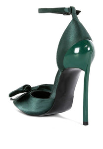 Green Dingles Green Bow Embellished Satin Stiletto
