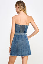 Sweetheart Belted Strapless Denim Dress