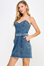 Sweetheart Belted Strapless Denim Dress