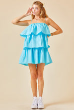Sky Blue Flounce Tiered Ruffle Dress