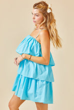Sky Blue Flounce Tiered Ruffle Dress