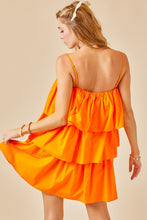 Orange Flounce Tiered Ruffle Dress