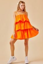 Orange Flounce Tiered Ruffle Dress
