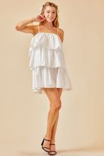 White Flounce Tiered Ruffle Dress