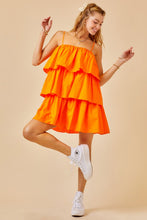 Orange Flounce Tiered Ruffle Dress