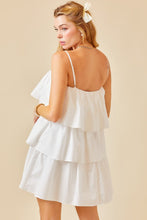 White Flounce Tiered Ruffle Dress