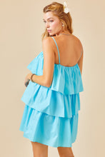 Sky Blue Flounce Tiered Ruffle Dress